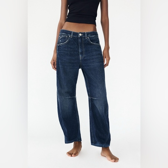 NWT Zara Relaxed Mid-Rise Balloon TRF Jeans 27 US 4 - Picture 6 of 16